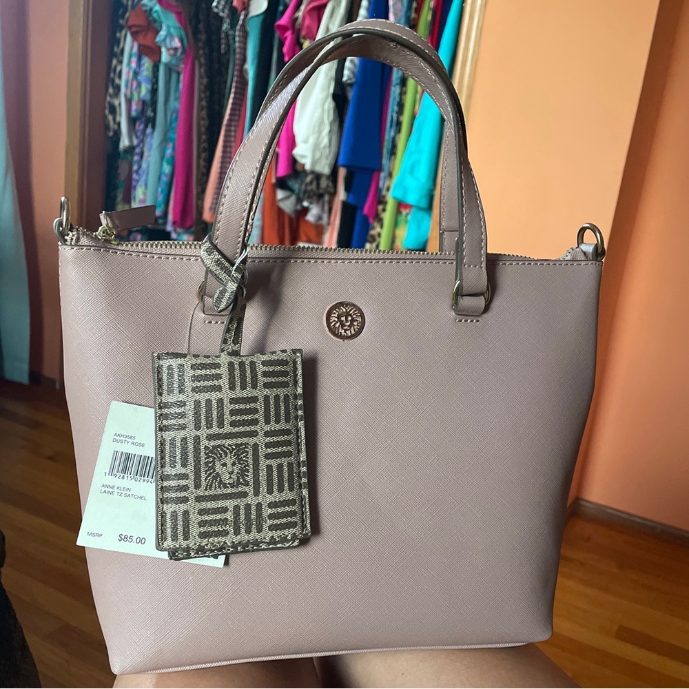 Anne Klein Laine TZ Satchel Dusty Rose Handbag/Crossbody with cardholder